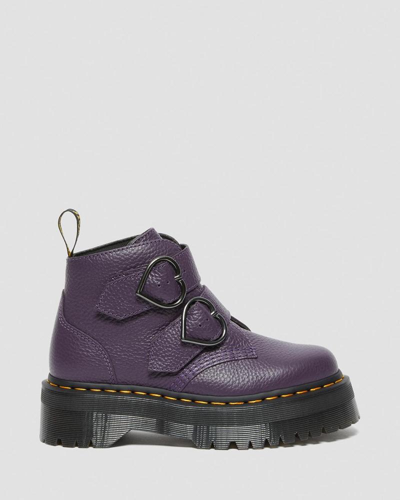 Dr Martens Devon Heart Leren Platform Laarzen Dames Paars | NL 544GSO